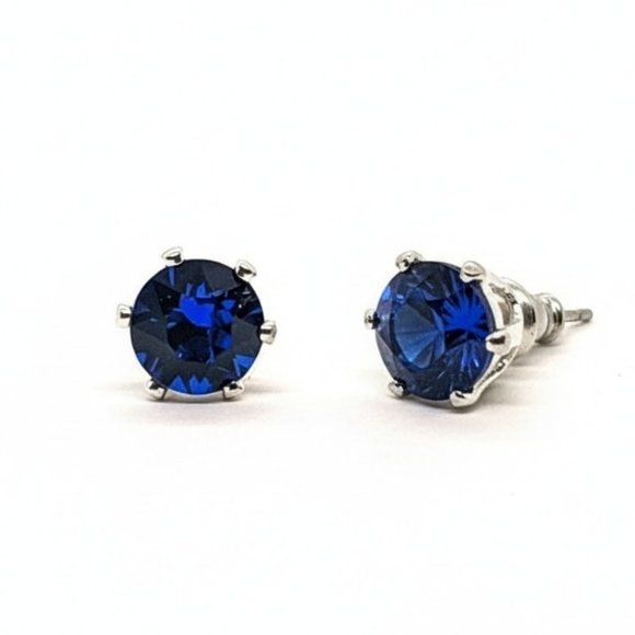 Swarovski Jewelry - 90s Vintage Sapphire Blue Studs made w/ Swarovski Crystal Elements S925 Overlay